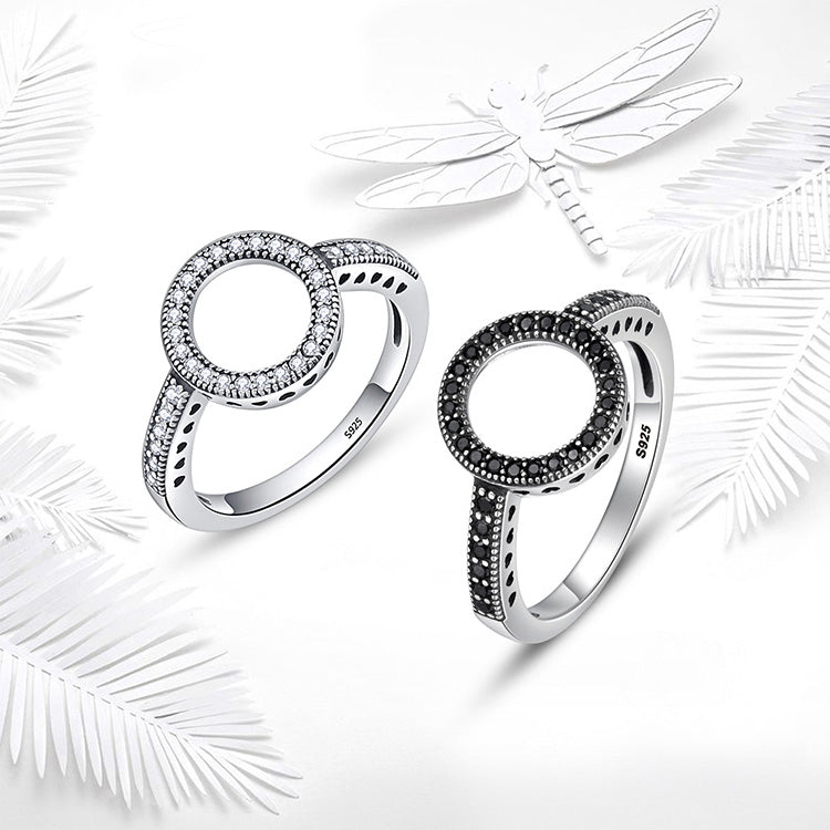 925 Sterling Silver Forever Black Circle Ring