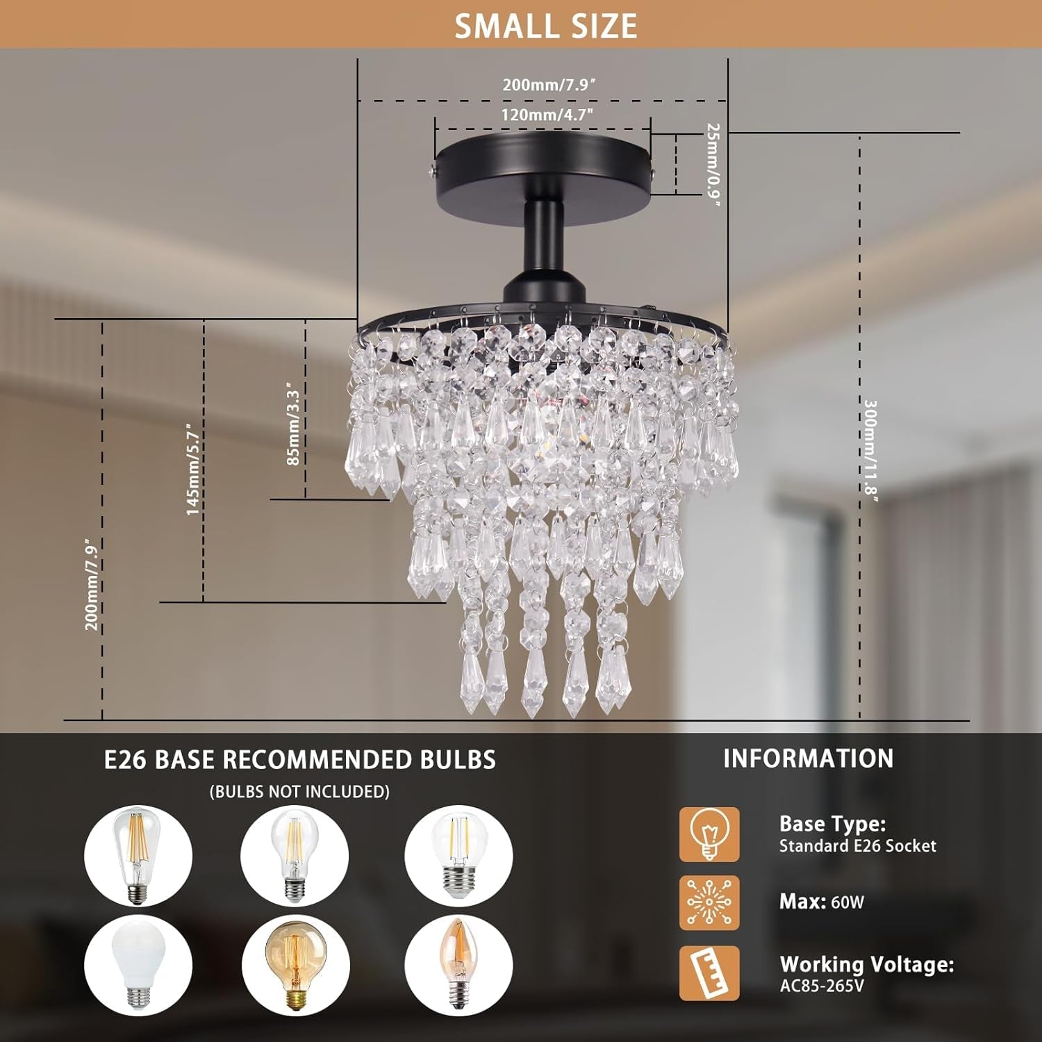 Mini Black Crystal Chandelier