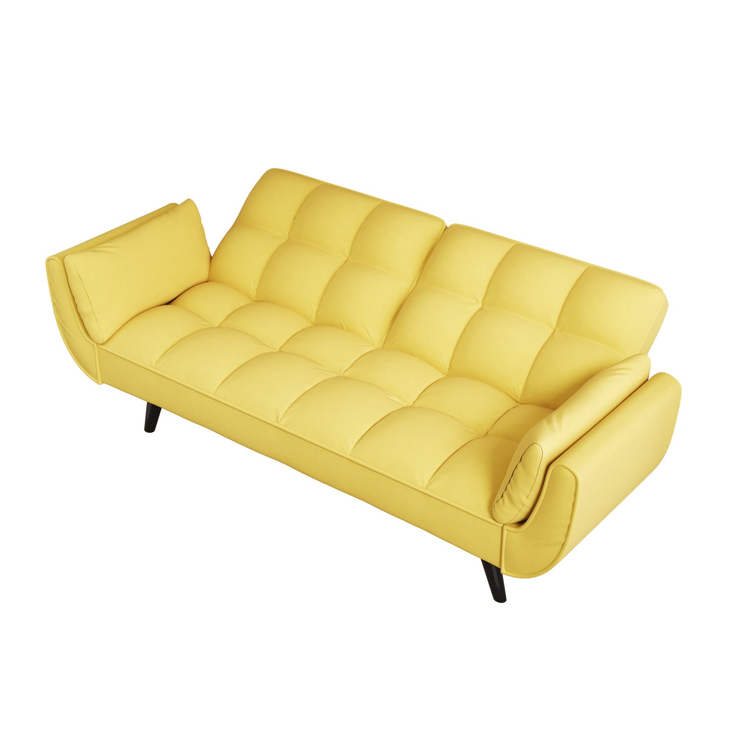 57 inch yellow sofa Soft two armrests throw pillow pillow comfortable