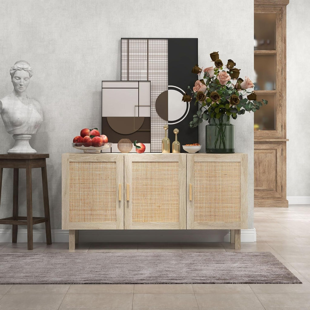 Sideboard Cabinet With Rattan Doors