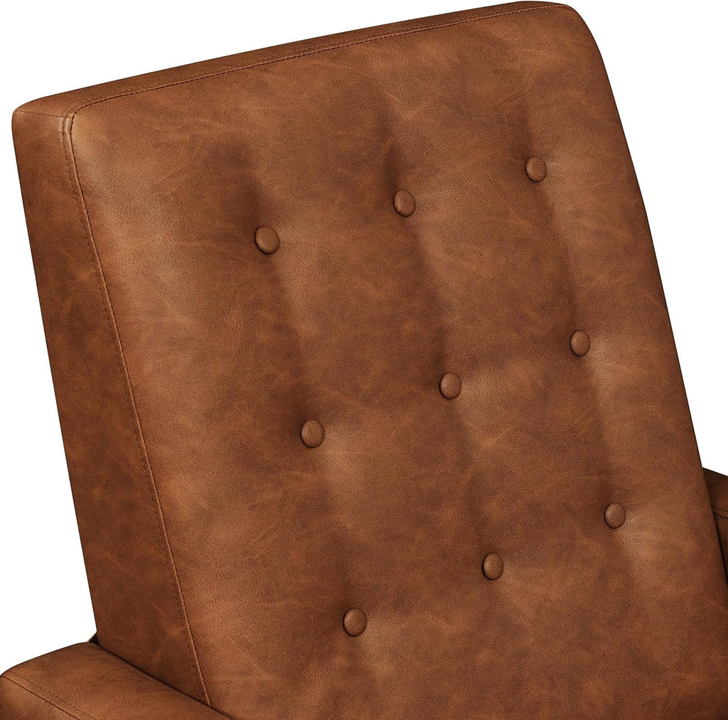Mid-Century Brown Faux Leather Recliner Chair