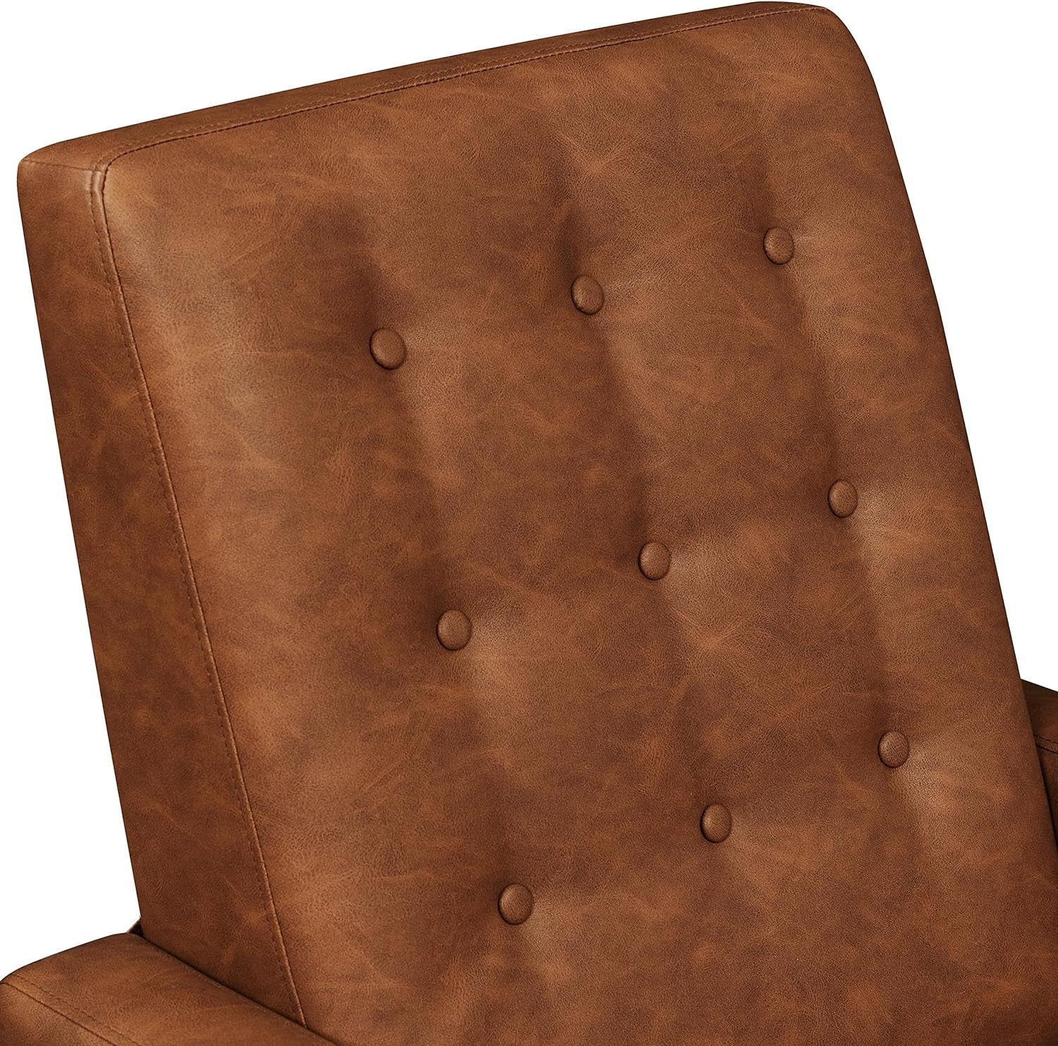 Mid-Century Brown Faux Leather Recliner Chair