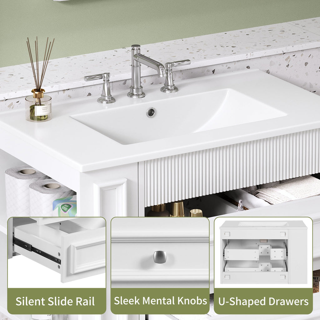 30'' Wall Mounted Bathroom Vanity with Sink