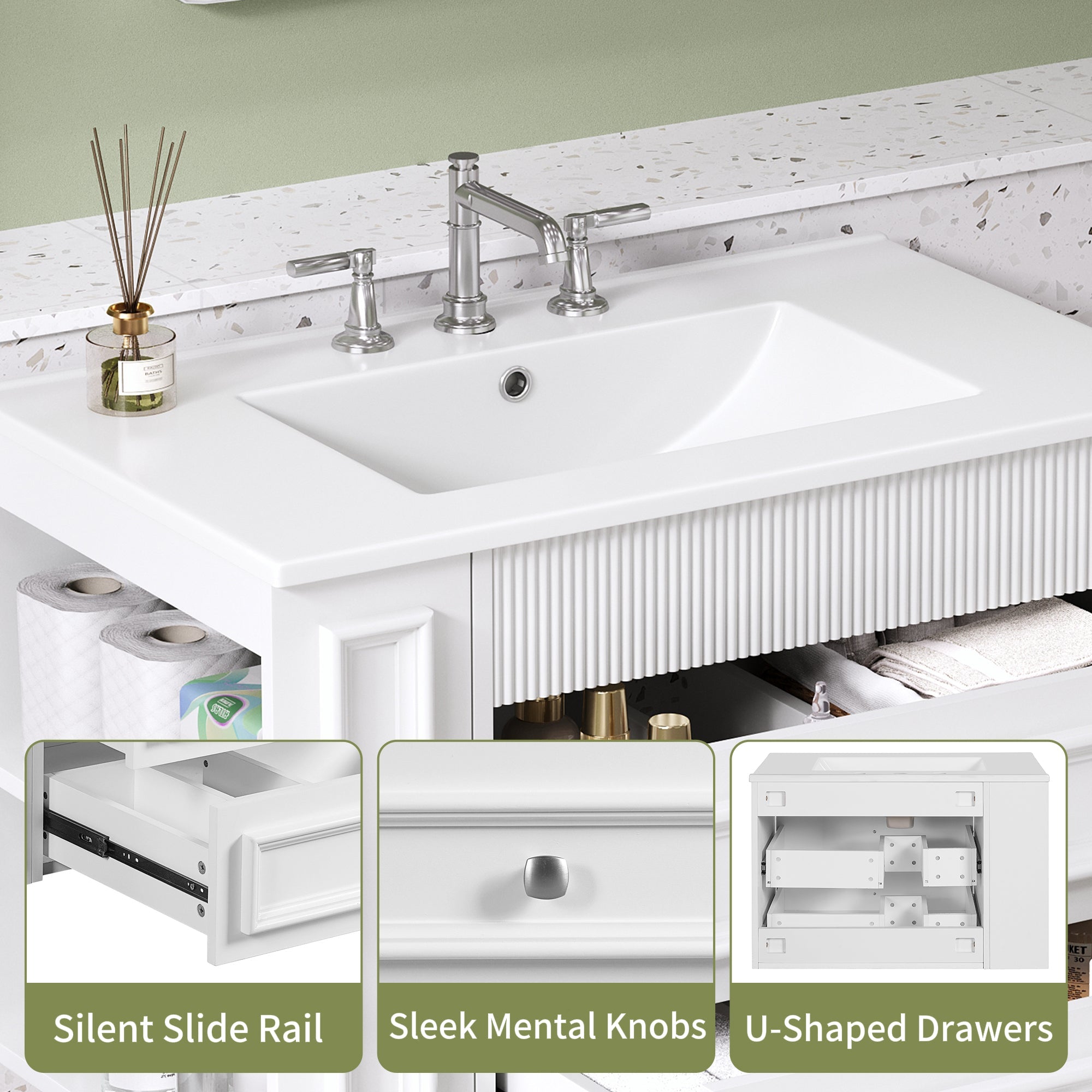 30'' Wall Mounted Bathroom Vanity with Sink