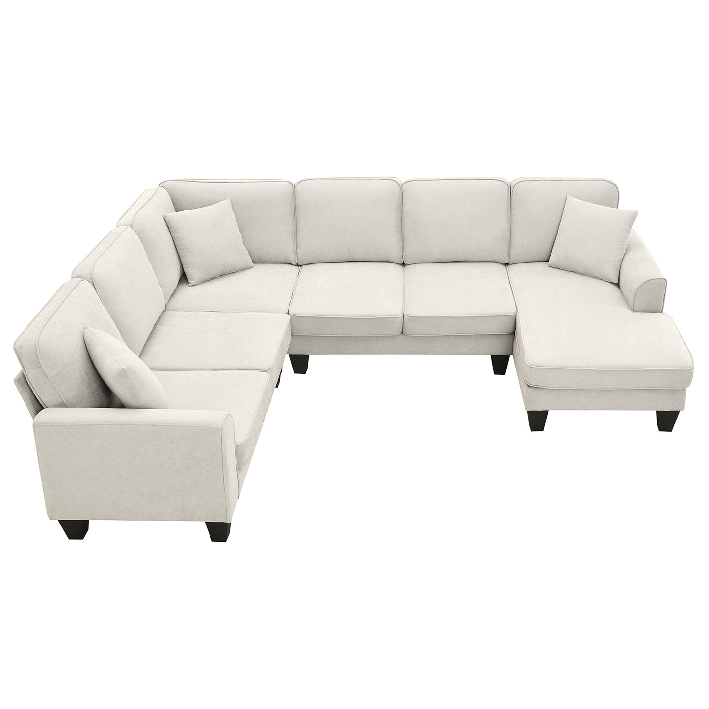 108*85.5" Modern U Shape Sectional Sofa, 7 Seat Fabric Sectional Sofa