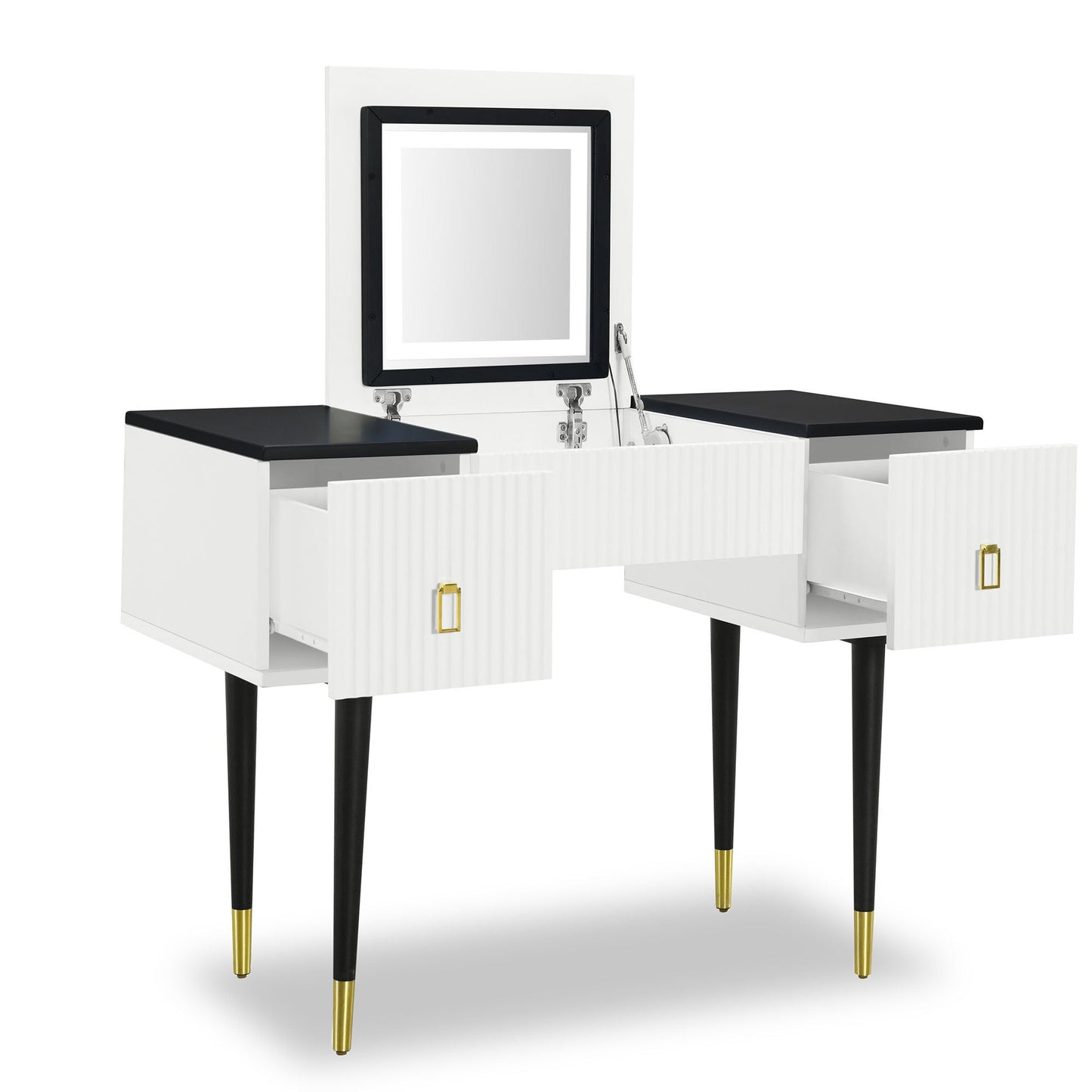 43.3" Modern Vanity Table Set with Flip-top Mirror and LED Light,