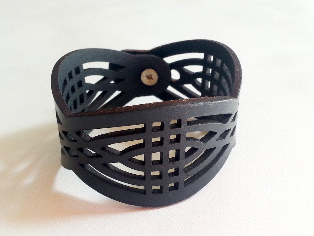 Arc Vegan Leather Bracelet with adjustable button closure