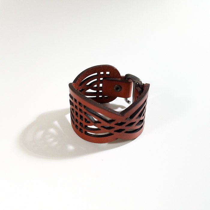 Arc Vegan Leather Bracelet with adjustable button closure