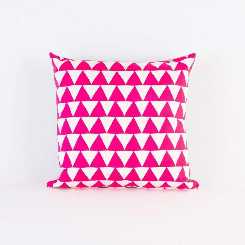 Hot Pink Mountains of Montana Triangle Screen Print Organic Pillow