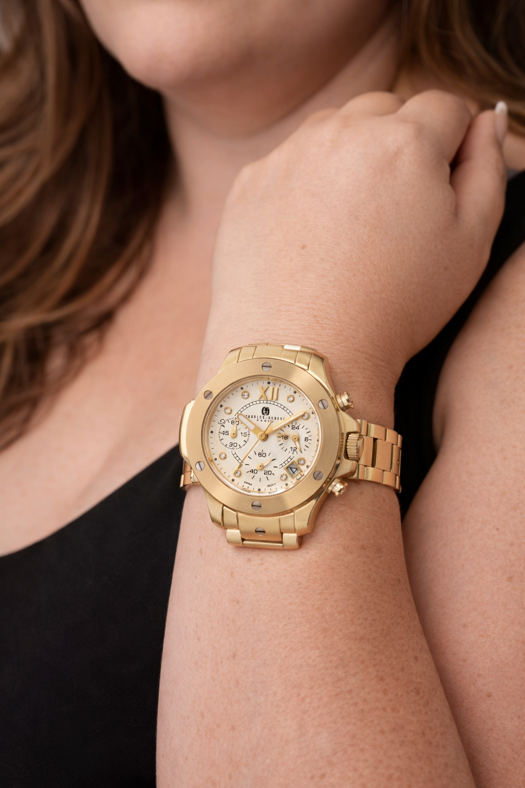 Charles-Hubert- Paris 6782-G Stainless Steel Chronograph Quartz Watch