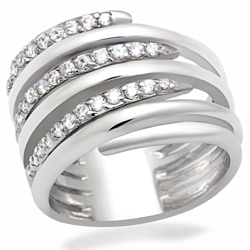Rhodium Brass Ring with AAA Grade CZ