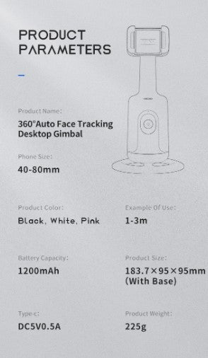 Live AI Intelligent Auto Face Tracking Tripod